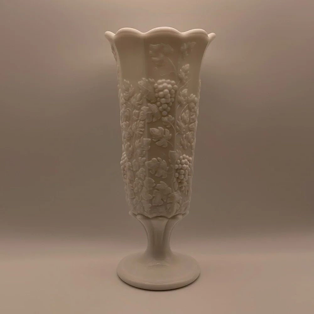 Westmoreland White Milk Glass Vase with Elegant Accents‎